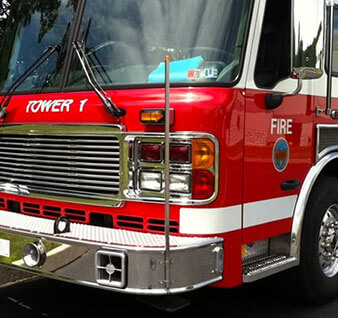 closeup of front of a fire truck