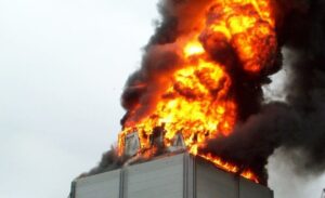 Cooling Tower Fire Caused by Debris
